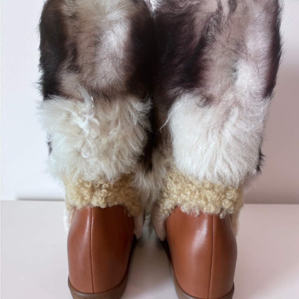 NIB COACH Morton Calf/Shearling Mix Saddle/Natural Boot - Picture 6 of 13